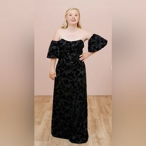 NWT Revelry Mona 28 petite maxi black floral burnout dress mother of the bride